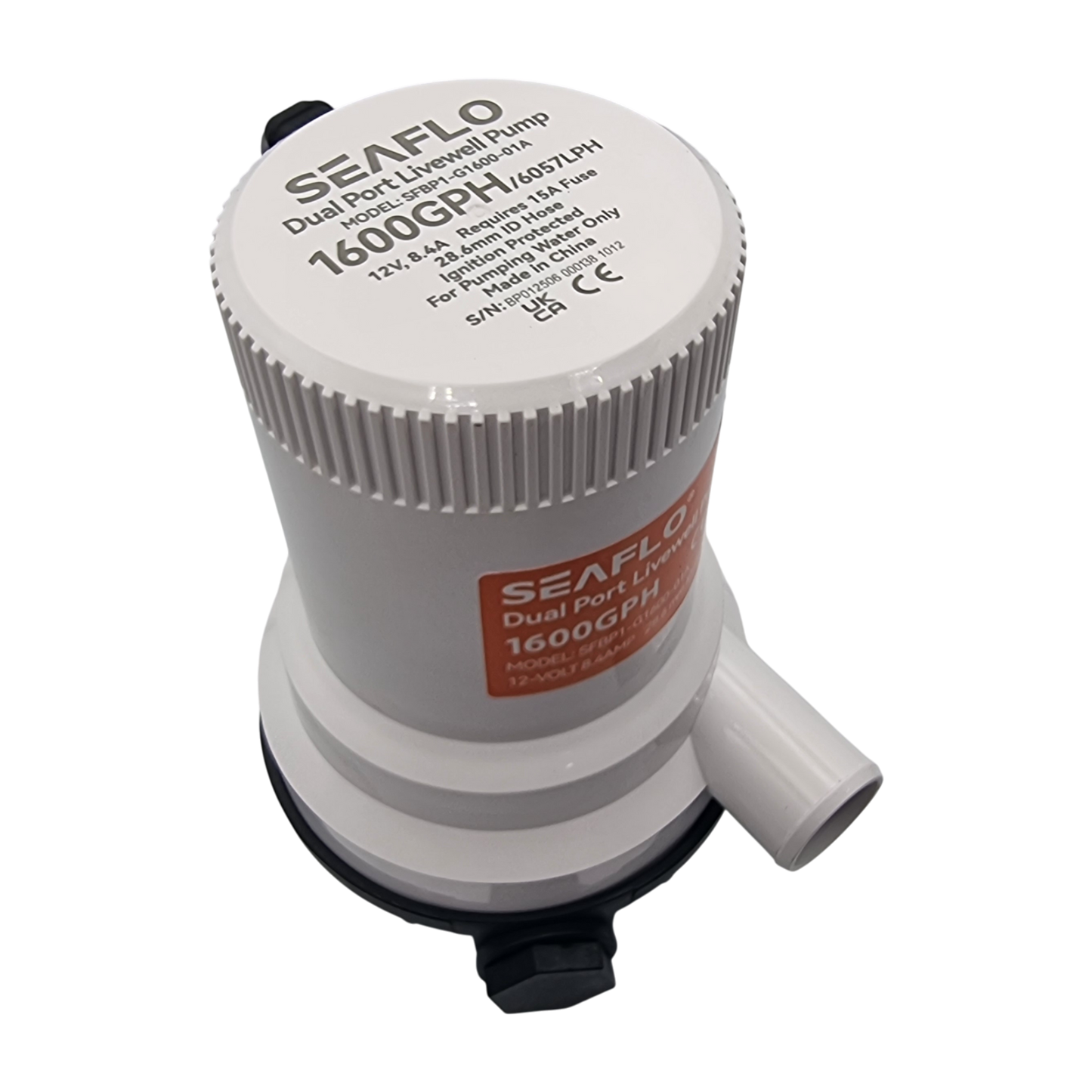 Bomba Sumergible Doble Puerto Seaflo 1600gph 12v 1 1/8" 1/2"