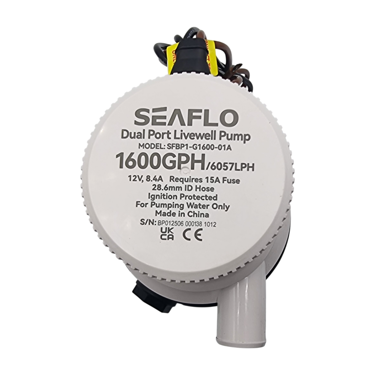 Bomba Sumergible Doble Puerto Seaflo 1600gph 12v 1 1/8" 1/2"